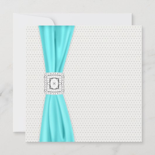 Blauwgroen Blue Diamond Ivory Wedding Kaart (Achterkant)