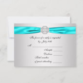 Blauwgroen Blue Diamond Wedding RSVP (Achterkant)