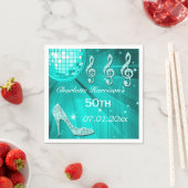 Blauwgroen Blue Disco Ball en Sparkle Heels 50e Servetten (Insitu)