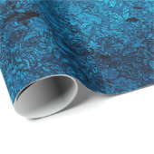 Blauwgroen Blue Distressed Gothic Damask Wrapping  Cadeaupapier (Rol Hoek)