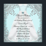 Blauwgroen Blue Dress Blauwgroen Sweet 16 Verjaard Kaart<br><div class="desc">Blauwgroen blauw wit feestjurkje blauwgroen blauw zoet zestien verjaardagsfeestuitnodiging.</div>
