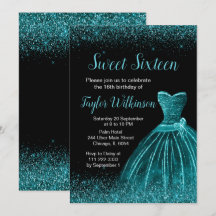 Blauwgroen Blue Dress Faux Glitter Sweet 16 Birthd