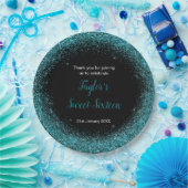 Blauwgroen Blue Dress Faux Glitter Sweet 16 Birthd Papieren Bordje (Feest)