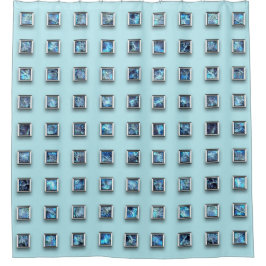 Blauwgroen Blue en Golden Gem Modern Douchegordijn