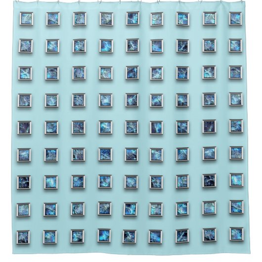 Blauwgroen Blue en Golden Gem Modern Douchegordijn (Voorkant)