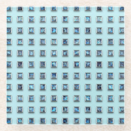 Blauwgroen Blue en Golden Gem Modern Glazen Onderzetter