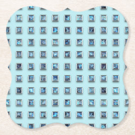 Blauwgroen Blue en Golden Gem Modern Kartonnen Onderzetters