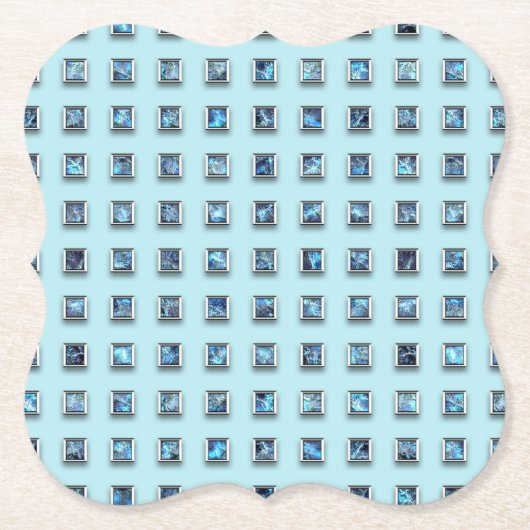 Blauwgroen Blue en Golden Gem Modern Kartonnen Onderzetters (Voorkant)