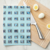 Blauwgroen Blue en Golden Gem Modern Theedoek (Quarter Fold)