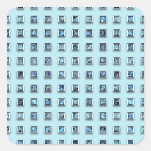 Blauwgroen Blue en Golden Gem Modern Vierkante Sticker (Voorkant)