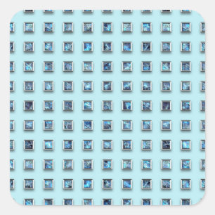 Blauwgroen Blue en Golden Gem Modern Vierkante Sticker