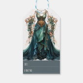 Blauwgroen Blue Fantasy Dress Gift Label, Kerst Cadeaulabel (Achterkant)