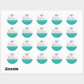 Blauwgroen Blue Floral Wedding Ronde Sticker (Vel)