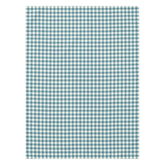 Blauwgroen Blue Gingham Cotton Tablecloth Tafelkleed (Voorkant)