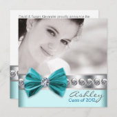 Blauwgroen Blue Girl Foto Afstuderen Aankondiging (Voorkant / Achterkant)