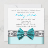 Blauwgroen Blue Girl Foto Afstuderen Aankondiging (Achterkant)