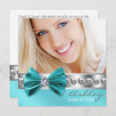 Blauwgroen Blue Girl Foto Afstuderen Aankondiging (Voorkant / Achterkant)