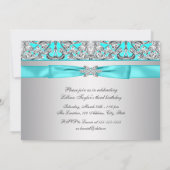 Blauwgroen Blue Girls Verjaardagsfeestje Uitnodigi Kaart (Achterkant)