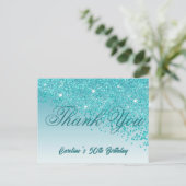 Blauwgroen Blue Glitter, 50ste verjaardag Briefkaart (Staand voorkant)