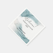 Blauwgroen Blue Glitter Aqua Green Wedding Welcome Servet (Hoek)