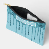 Blauwgroen Blue Glitter Drips op Sky Blue Small Etui (Open)
