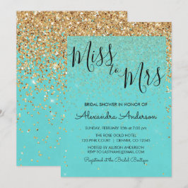 Blauwgroen Blue Glitter Miss naar Mrs Vrijgezellen Kaart