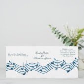 Blauwgroen Blue Glitter Music Long Wedding Uitnodi Kaart (Staand voorkant)