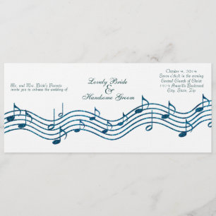 Blauwgroen Blue Glitter Music Long Wedding Uitnodi Kaart