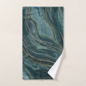 Blauwgroen Blue Gold Abstracte Waterverf Waves Bad Handdoek (Handdoek)