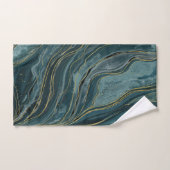 Blauwgroen Blue Gold Abstracte Waterverf Waves Bad Handdoek (Handdoek)