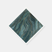 Blauwgroen Blue Gold Abstracte Waterverf Waves Servet (Hoek)
