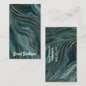 Blauwgroen Blue Gold Abstracte Waterverf Waves Visitekaartje (Voorkant / Achterkant)
