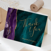 Blauwgroen Blue Gold Agaat bruiloft Bedankt Kaart