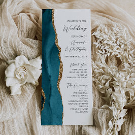 Blauwgroen Blue Gold Agaat Wedding Programma