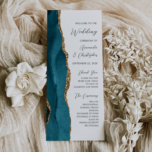 Blauwgroen Blue Gold Agaat Wedding Programma