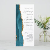 Blauwgroen Blue Gold Agaat Wedding Programma (Staand voorkant)