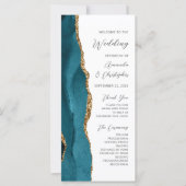 Blauwgroen Blue Gold Agaat Wedding Programma (Voorkant)