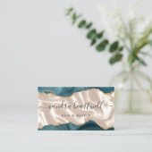 Blauwgroen Blue Gold Agate Ivory Luxury Visitekaartje (Staand voorkant)
