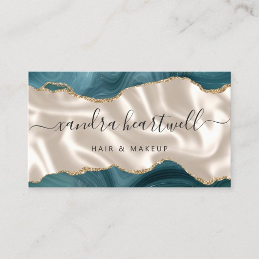 Blauwgroen Blue Gold Agate Ivory Luxury Visitekaartje (Voorkant)