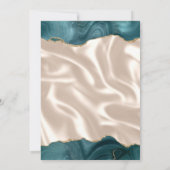 Blauwgroen Blue Gold Agate Ivory Silk Wedding Kaart (Achterkant)