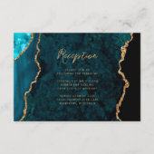 Blauwgroen Blue Gold Agate Script bruiloft recepti Informatiekaartje (Voorkant)