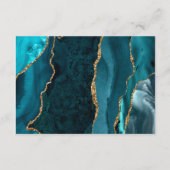 Blauwgroen Blue Gold Agate Script bruiloft recepti Informatiekaartje (Achterkant)
