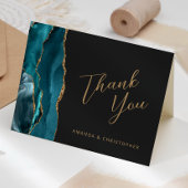 Blauwgroen Blue Gold Agate Script Dark Wedding Dan Kaart