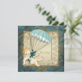 Blauwgroen Blue & Gold Boys Baby shower Kaart (Staand voorkant)