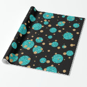 Blauwgroen Blue Gold Confetti Dot Cadeaupapier (Uitgerold)