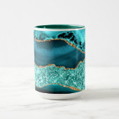 Blauwgroen Blue Gold Glitter Marmer Turquoise Coff Mok (Midden)