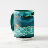 Blauwgroen Blue Gold Glitter Marmer Turquoise Coff Mok (Voorkant links)
