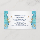Blauwgroen Blue & Gold Luxury Waterverf Visitekaartje (Achterkant)