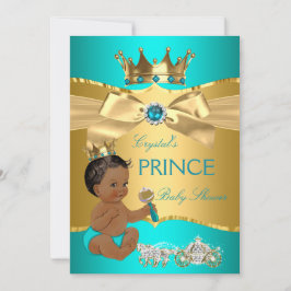 Blauwgroen Blue Gold Prince Baby shower Etnische Kaart
