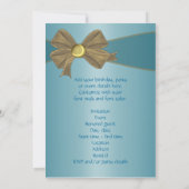 Blauwgroen Blue Gold verjaardagsfeest Sjabloon Kaart (Achterkant)